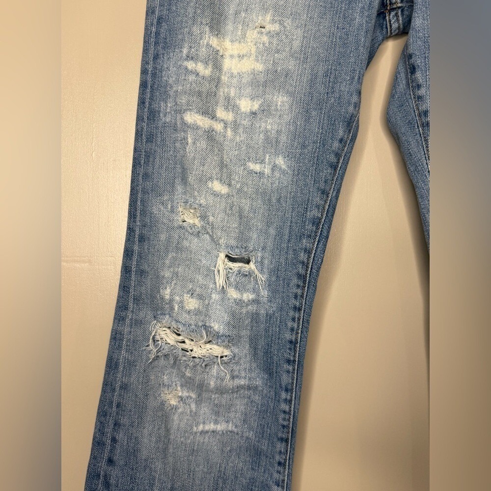 Red Engine Distressed Bootcut Flare‎ Jeans Light Wash Y2K Low Rise Size 27 - Picture 5 of 11